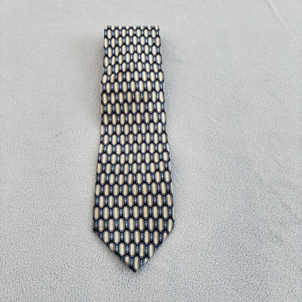 Boca Classics Pure Silk Tie Mens Classic Black Gold Geometric Design 4"W 58"L